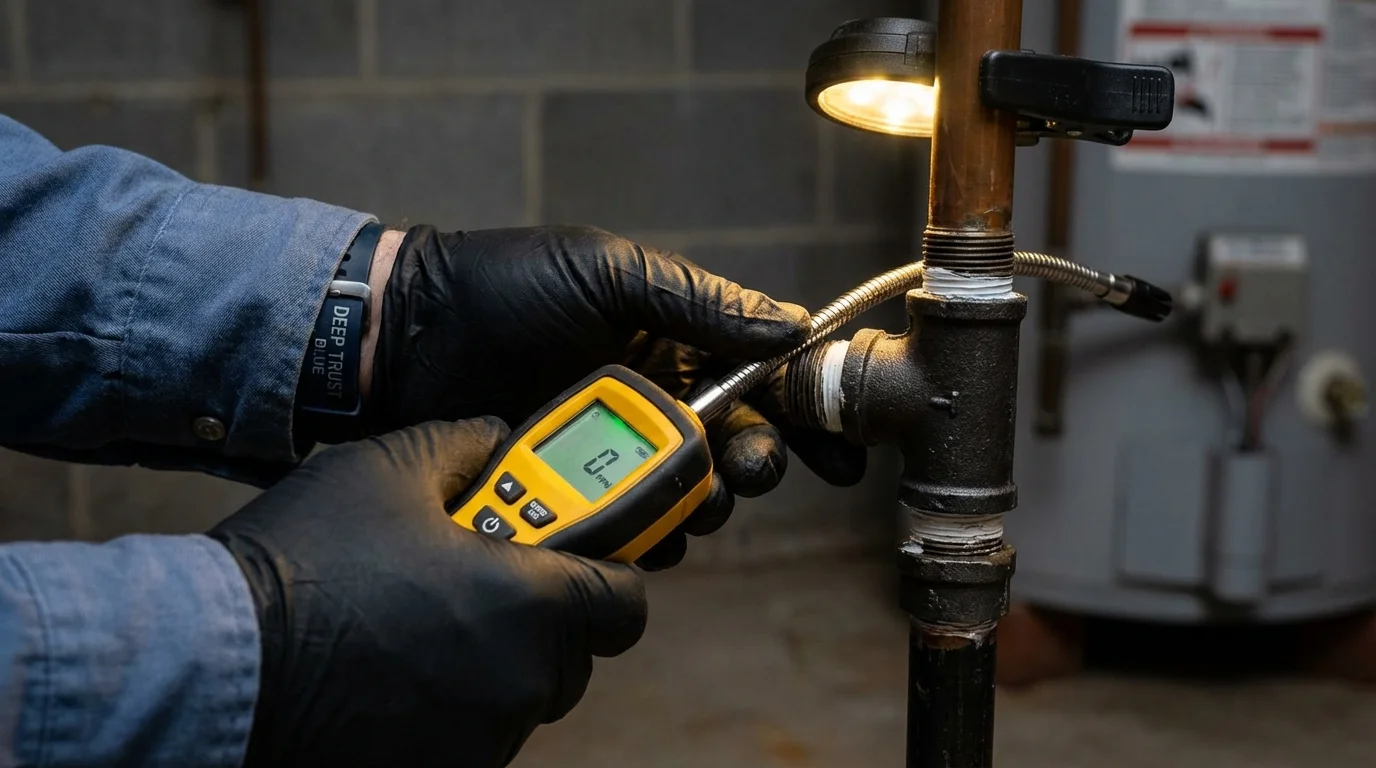 Gas leak detection with electronic sniffer by Johns Plumbing LLC in Hilo