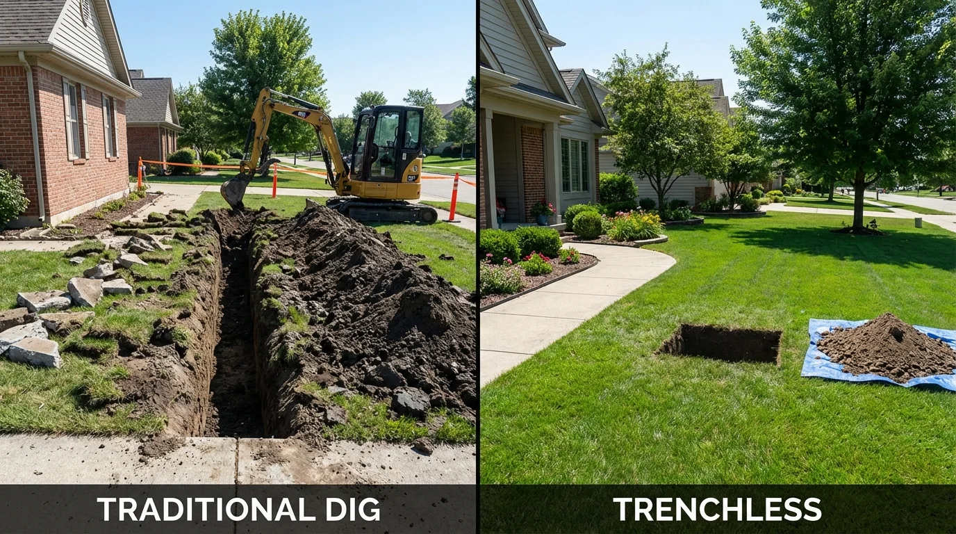 Trenchless sewer repair with minimal yard damage versus traditional excavation in Hilo, HI